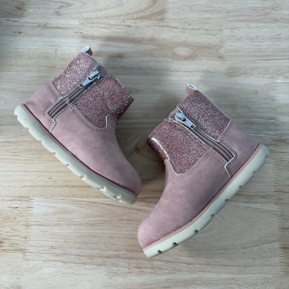 Munchkin by Stride Rite Little Girl's Size 7M Avalon Pink Glitter Side-Zip Boots